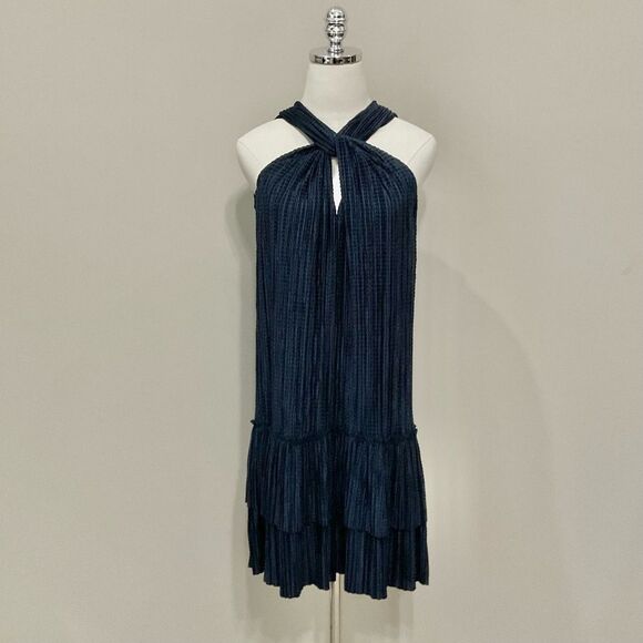 Sabina Musayev Cocktail Dress Sleeveless Knee Length Party Sz Med Ruffle Hem - Picture 1 of 9
